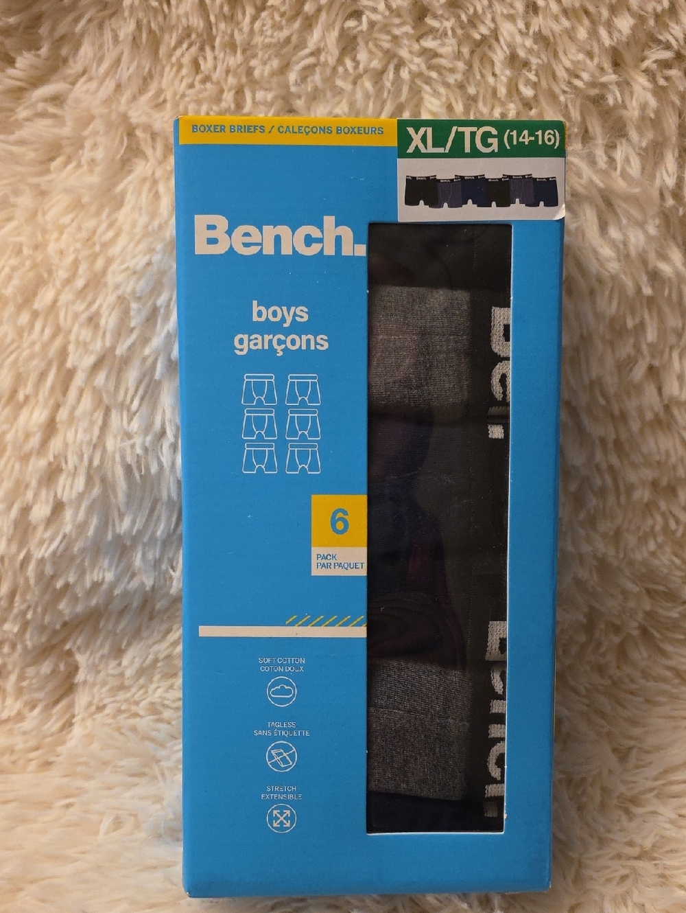 Bench Boys' Boxer Briefs 6 Pack - Black and Gray